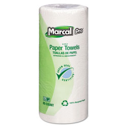 Marcal Perforated Kitchen Towels, White, 2-Ply, 9"x11", 85 Sheets/Roll, 30 Rolls/Carton
