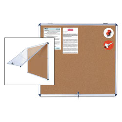 MasterVision™ Slim-Line Enclosed Cork Bulletin Board, 47 x 38, Aluminum Case