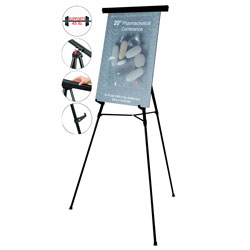 MasterVision™ Telescoping Tripod Display Easel, Adjusts 35" to 64" High, Metal, Black