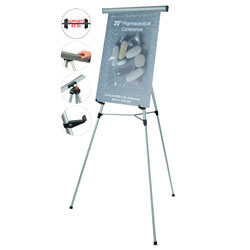MasterVision™ Telescoping Tripod Display Easel, Adjusts 35" to 64" High, Metal, Silver