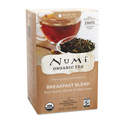 Numi Organic Teas and Teasans, 1.4 oz, Breakfast Blend, 18/Box