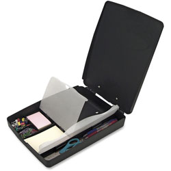 Officemate Extra Storage/Supply Clipboard Box, 1" Capacity, 8 1/2 x 11, Charcoal