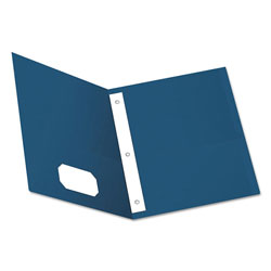 Oxford Twin-Pocket Folders with 3 Fasteners, Letter, 1/2" Capacity, Blue, 25/Box