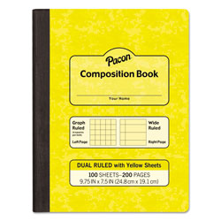 Pacon Composition Book, Wide/Legal Rule, Yellow Cover, 9.75 x 7.5, 100 Sheets