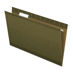 Pendaflex Reinforced Hanging File Folders, Legal Size, 1/5-Cut Tab, Standard Green, 25/Box