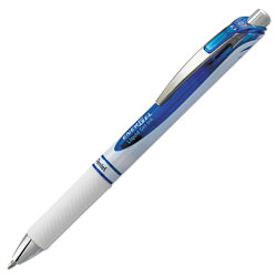 Pentel EnerGel RTX Retractable Gel Pen, 0.7mm, Blue Ink, White/Blue Barrel