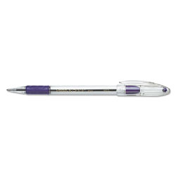 Pentel R.S.V.P. Stick Ballpoint Pen, Medium 1mm, Violet Ink, Clear/Violet Barrel, Dozen