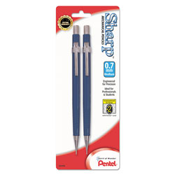 Pentel Sharp Mechanical Pencil, 0.7 mm, HB (#2.5), Black Lead, Blue Barrel, 2/Pack