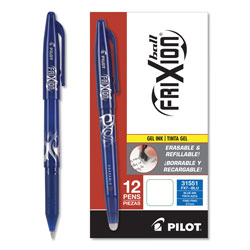 Pilot FriXion Ball Erasable Stick Gel Pen, Fine 0.7mm, Blue Ink, Blue Barrel
