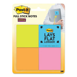 Post-it® Full Stick Notes, 2" x 2", Energy Boost Collection Colors, 25 Sheets/Pad, 8 Pads/Pack