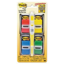 Post-it® Page Flag Value Pack, Assorted, 200 1" Flags + Highlighter with 50 1/2" Flags