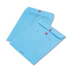 Quality Park Colored Paper String & Button Interoffice Envelope, #97, One-Sided Five-Column Format, 10 x 13, Blue, 100/Box