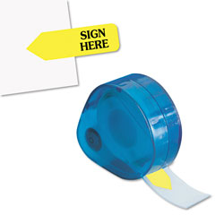 Redi-Tag/B. Thomas Enterprises Arrow Message Page Flags in Dispenser, "Sign Here", Yellow, 120 Flags/Dispenser