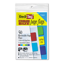 Redi-Tag/B. Thomas Enterprises Removable Page Flags, Red/Blue/Green/Yellow/Purple, 10/Color, 50/Pack