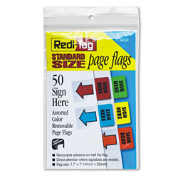 Redi-Tag/B. Thomas Enterprises Removable Page Flags, Green/Yellow/Red/Blue/Orange, 10/Color, 50/Pack