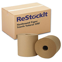 ReStockIt Hardwound Paper Towels , 8" x 800', Natural, 1-Ply, 6 Rolls/Case, 4800' per case