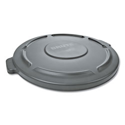 Rubbermaid Round Flat Top Lid, for 32-Gallon Round Brute Containers, 22 1/4", dia., Gray
