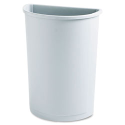 Rubbermaid Untouchable Waste Container, Half-Round, Plastic, 21 gal, Gray