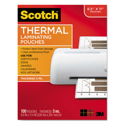 Scotch™ Laminating Pouches, 5 mil, 9" x 11.5", Gloss Clear, 100/Pack
