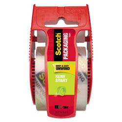 Scotch™ Sure Start Packaging Tape with Dispenser, 1.5" Core, 1.88" x 22.2 yds, Clear