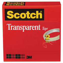 Scotch™ Transparent Tape, 3" Core, 0.5" x 72 yds, Transparent, 2/Pack