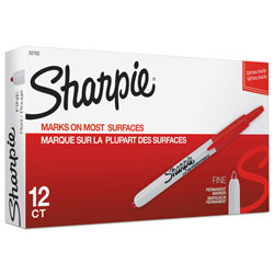 Sharpie® Retractable Permanent Marker, Fine Bullet Tip, Red