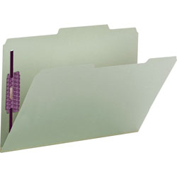 Smead 2 Fastener Gray Green Pressboard Folders, Legal, 2/5 Cut, 2" Exp., 25/Box