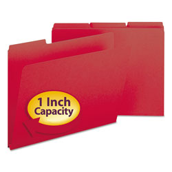 Smead Expanding Recycled Heavy Pressboard Folders, 1/3-Cut Tabs, 1" Expansion, Letter Size, Bright Red, 25/Box