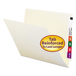Smead Heavyweight Manila End Tab Folders, 9" Front, Straight Tab, Letter Size, 100/Box