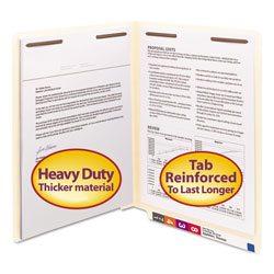 Smead Manila End Tab 2-Fastener Folders with Reinforced Tabs, 0.75" Expansion, Straight Tab, Letter Size, 14 pt. Manila, 50/Box