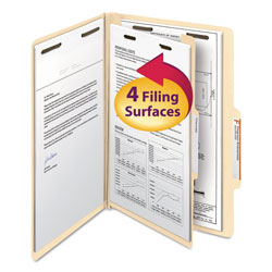 Smead Manila Four- and Six-Section Top Tab Classification Folders, 1 Divider, Legal Size, Manila, 10/Box
