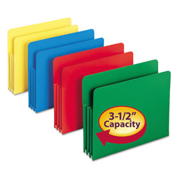 Smead Poly Drop Front File Pockets, 3.5" Expansion, 4 Sections, Letter Size, Assorted, 4/Box