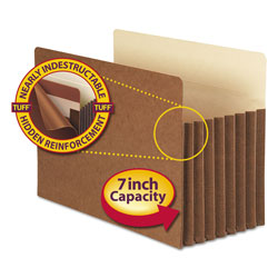 Smead Redrope TUFF Pocket Drop-Front File Pockets w/ Fully Lined Gussets, 7" Expansion, Legal Size, Redrope, 5/Box