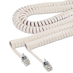 Softalk Coiled Phone Cord, Plug/Plug, 12 ft., Ivory