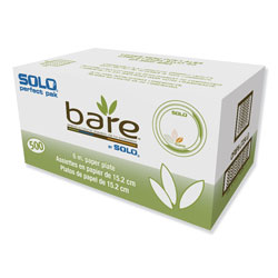 Solo Bare Paper Eco-Forward Dinnerware, 6" Plate, Green/Tan, 500/Carton