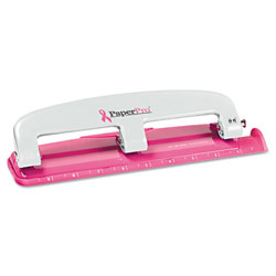 Stanley Bostitch EZ Squeeze InCourage Three-Hole Punch, 12-Sheet Capacity, Pink