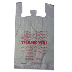 Sweet Paper Thank You High-Density Shopping Bags, 18" x 30", White, 500/Carton