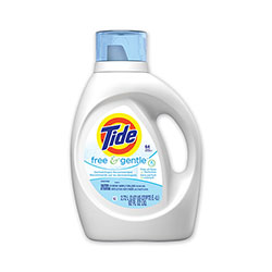 Tide Free and Gentle Liquid Laundry Detergent, 64 Loads, 92 oz Bottle, 4/Carton