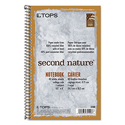 TOPS Second Nature Single Subject Wirebound Notebooks, Medium/College Rule, Light Blue Cover, 9.5 x 6, 80 Sheets