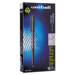 Uni-Ball ONYX Stick Roller Ball Pen, Fine 0.7mm, Black Ink, Black Matte Barrel, Dozen