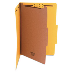 Universal Bright Colored Pressboard Classification Folders, 2" Expansion, 1 Divider, 4 Fasteners, Legal Size, Yellow Exterior, 10/Box
