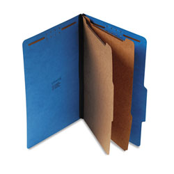 Universal Bright Colored Pressboard Classification Folders, 2" Expansion, 2 Dividers, 6 Fasteners, Legal Size, Cobalt Blue, 10/Box
