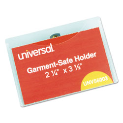 Universal Clear Badge Holders w/Garment-Safe Clips, 2 1/4 x 3 1/2, White Inserts, 50/Box
