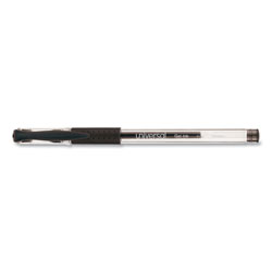 Universal Comfort Grip Gel Pen, Stick, Fine 0.5 mm, Black Ink, Clear Barrel, Dozen
