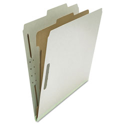Universal Four-Section Pressboard Classification Folders, 2" Expansion, 1 Divider, 4 Fasteners, Letter Size, Gray Exterior, 10/Box