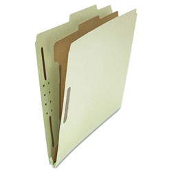 Universal Four-Section Pressboard Classification Folders, 2" Expansion, 1 Divider, 4 Fasteners, Letter Size, Gray-Green, 10/Box