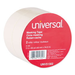 Universal General-Purpose Masking Tape, 3" Core, 48 mm x 54.8 m, Beige, 2/Pack