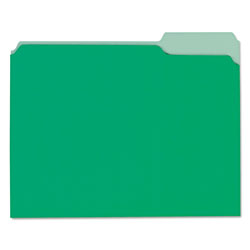 Universal Interior File Folders, 1/3-Cut Tabs: Assorted, Letter Size, 11-pt Stock, Green, 100/Box