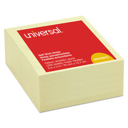 Universal Self-Stick Note Pads, 3" x 5", Yellow, 100 Sheets/Pad, 12 Pads/Pack