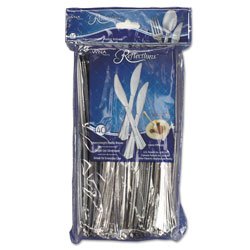 WNA Comet Reflections Heavyweight Plastic Utensils, Knife, Silver, 7 1/2", 40/Pack